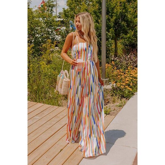 Miley + Molley Pants - Satin Stripe Jumpsuit